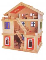 Кукольный трёхэтажный дом с мебелью и 4 куклами